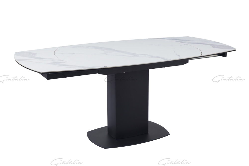 Ritz Swivel Ext Ceramic Table - White / Grey Marble