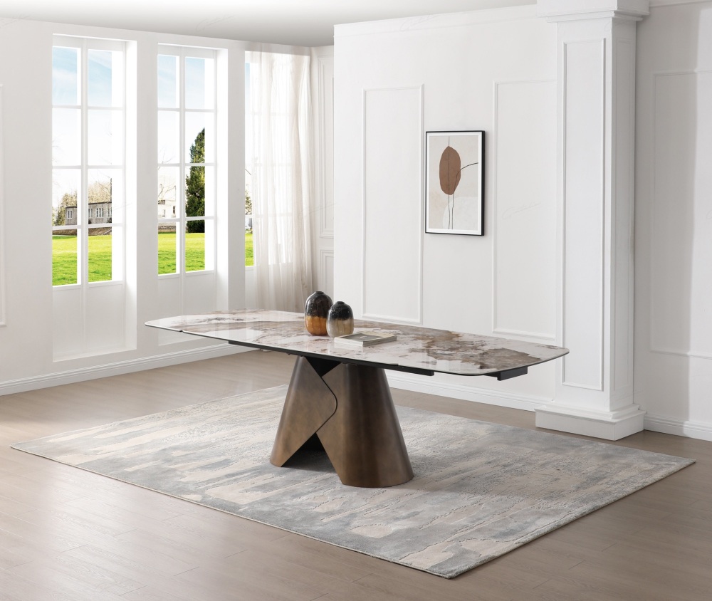 Feretti Extending dining Table in Matt White Pandora Italian Ceramic
