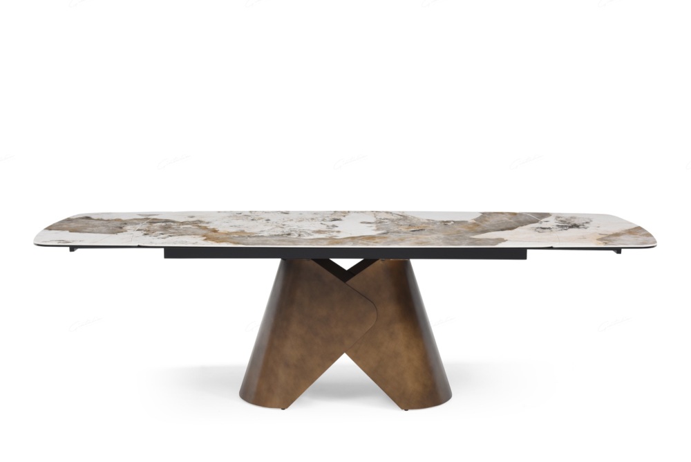 Feretti Extending dining Table in Matt White Pandora Italian Ceramic