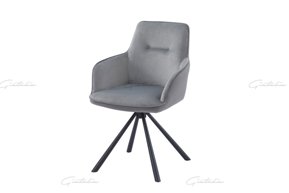 Amalia Swivel Arm Dining Chair - GREY VELVET