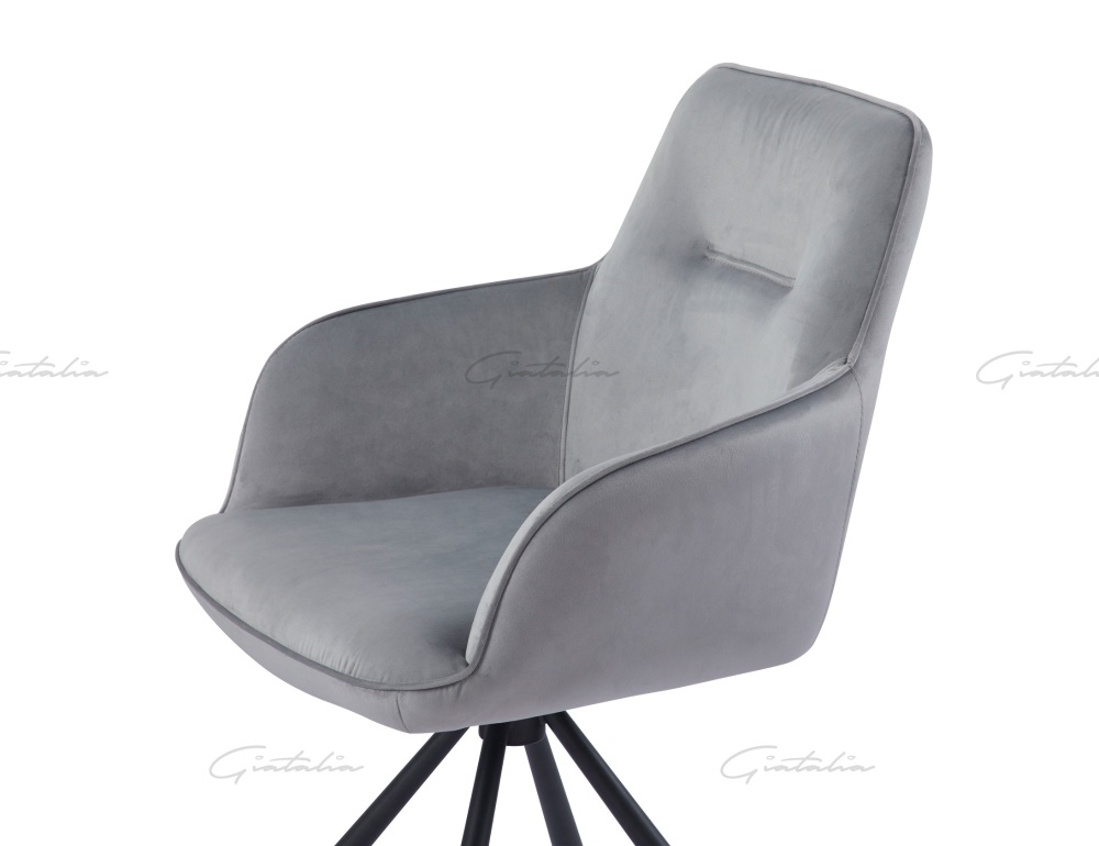 Amalia Swivel Arm Dining Chair - GREY VELVET
