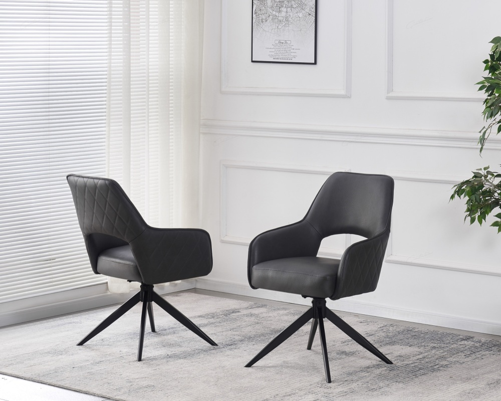 Enrica Dining Chair in Dark Grey PU