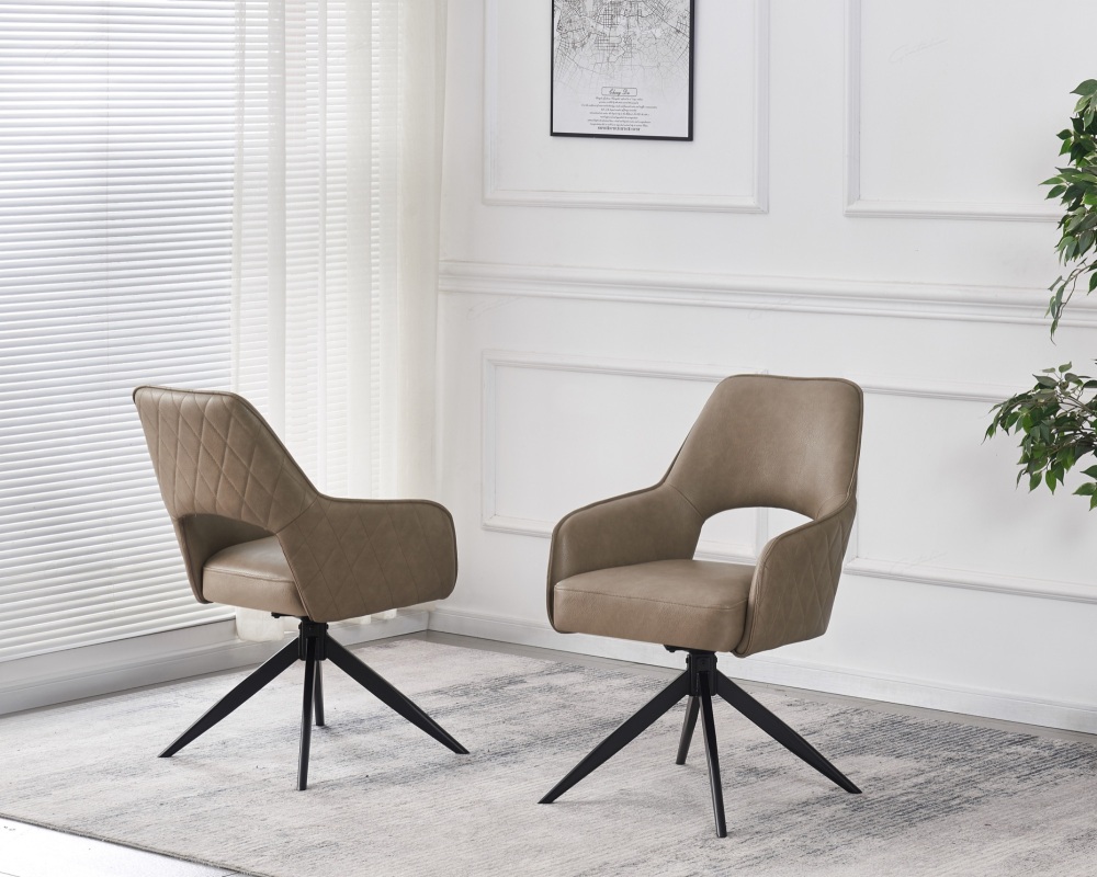 Enrica Dining Chair in Taupe PU