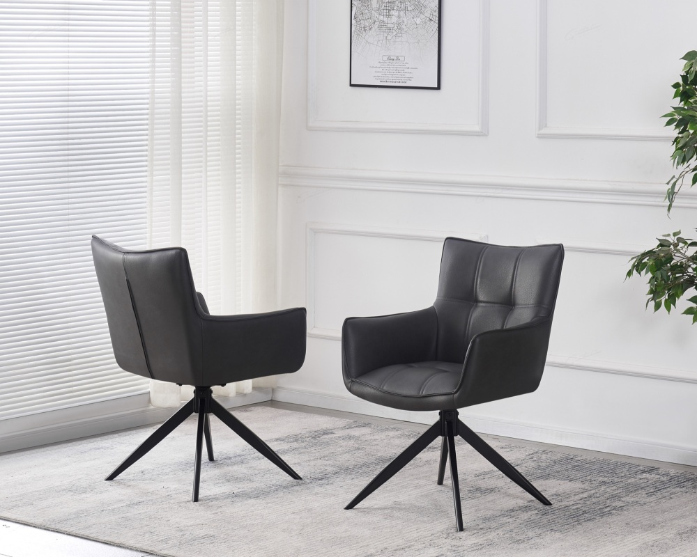 Franca Dining Chair in  Dark Grey PU Chair