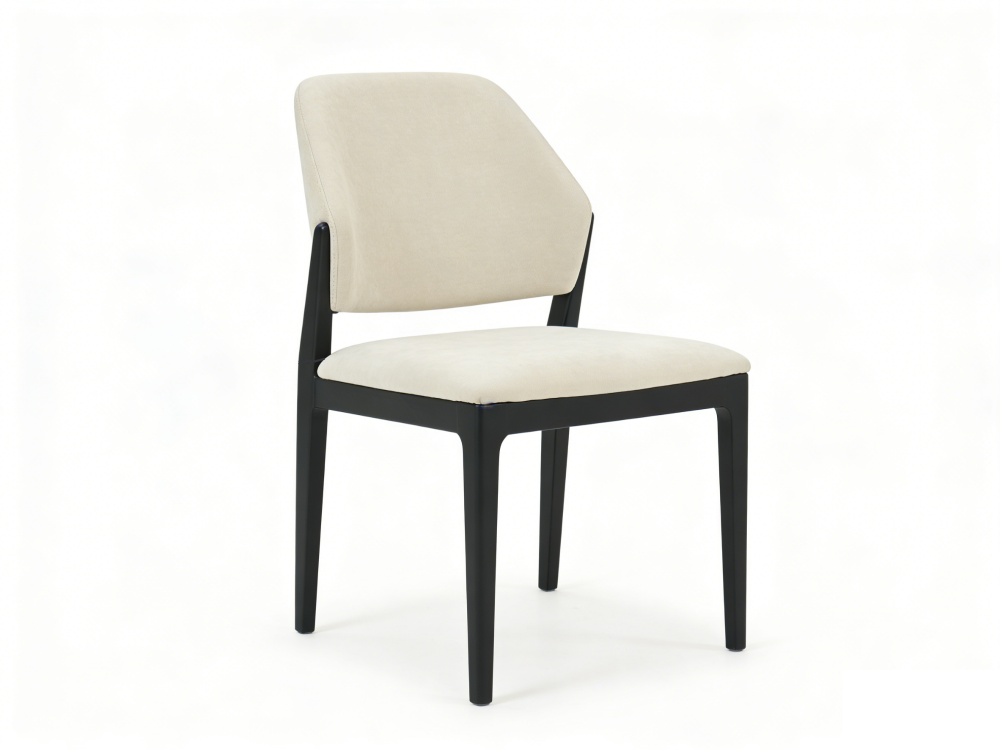 Dining Chair Black Oak and neutral Fabric
