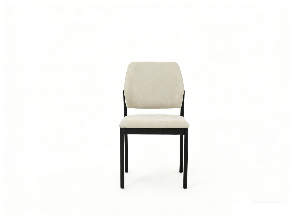 Dining Chair Black Oak and neutral Fabric