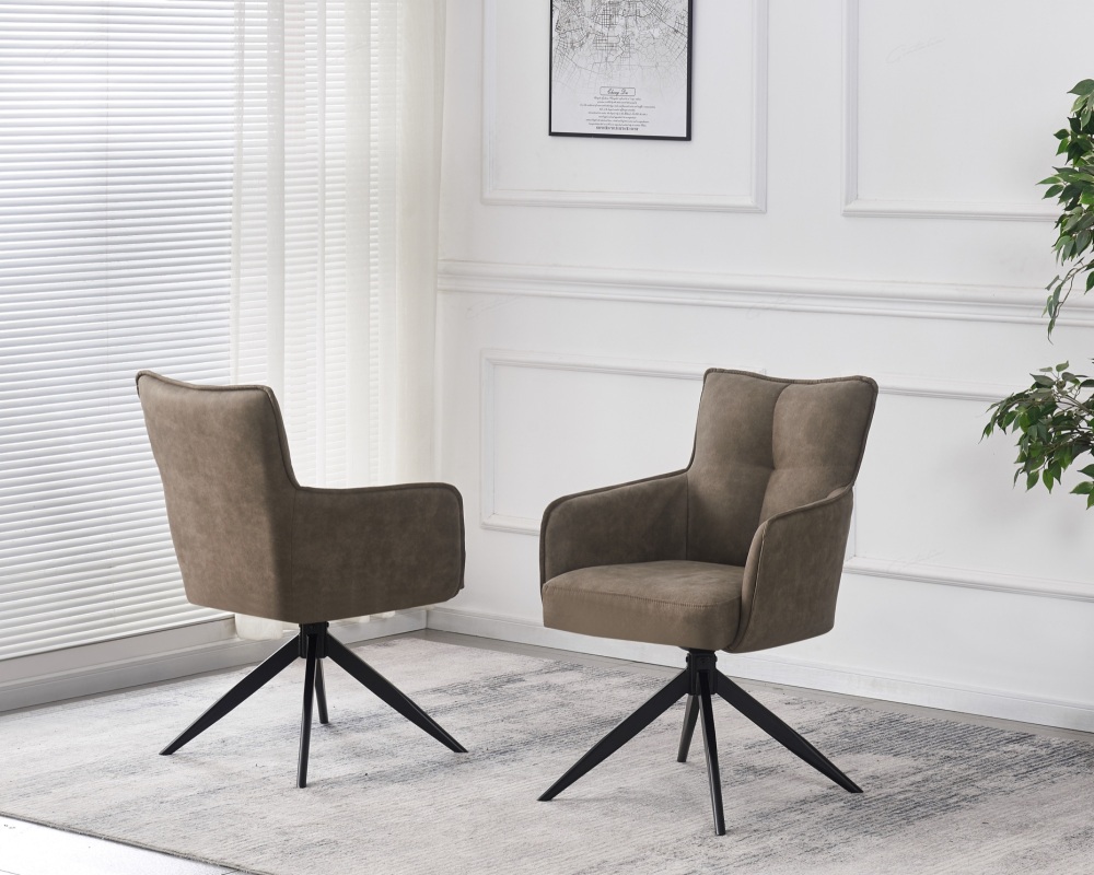 Vianni Dining Chair in Taupe Suede