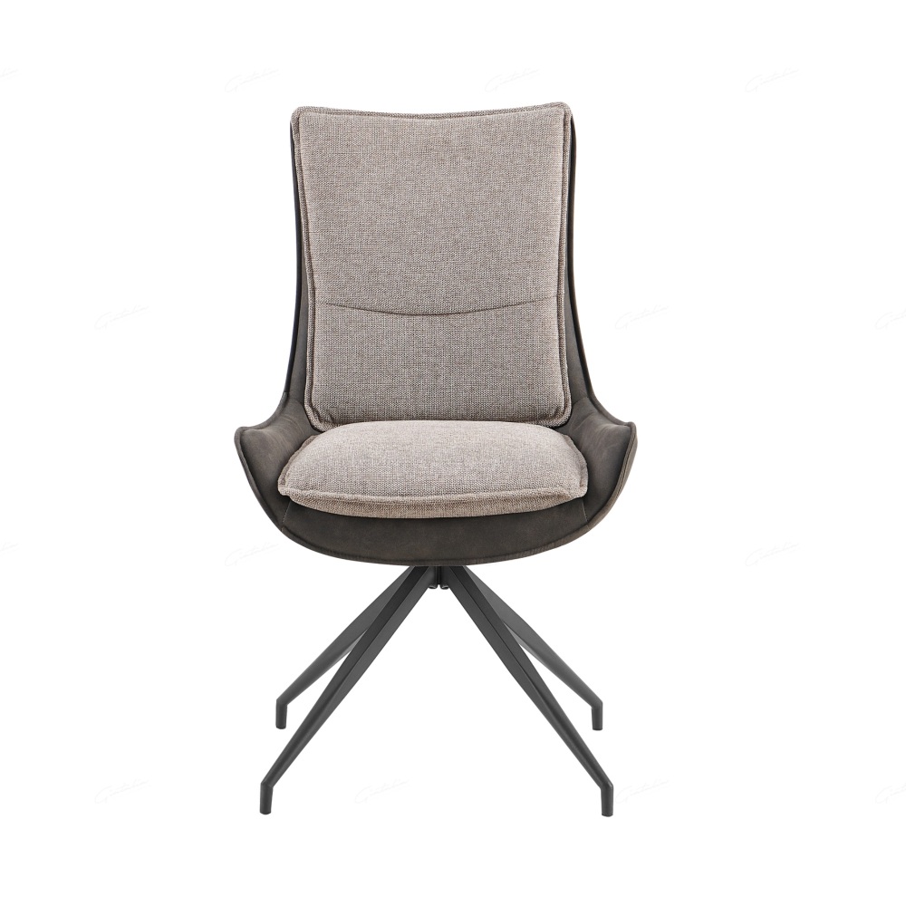 Plush Dining Chair in Grey Contrasting Fabric