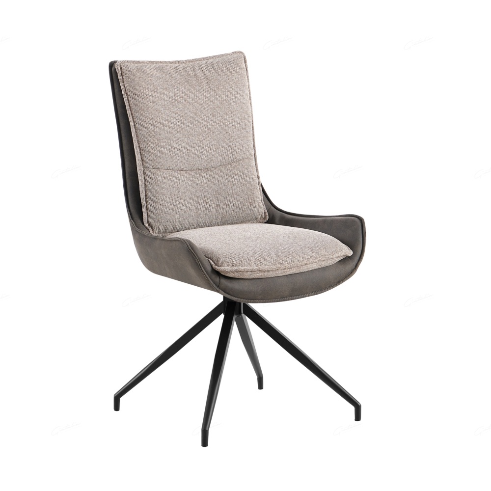 Plush Dining Chair in Grey Contrasting Fabric