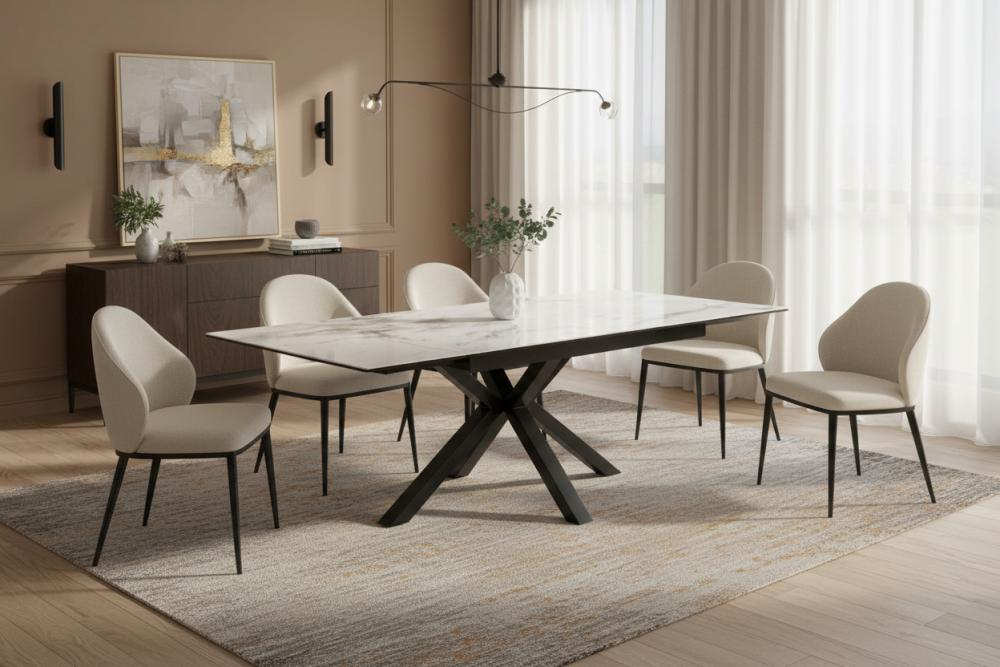Amari Grande Extendable Dining Table - Ceramic White