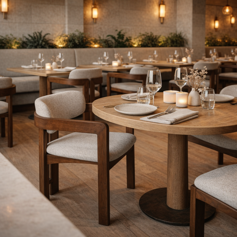 Walnut Clara Dining Chair in Oatmeal Boucl&eacute;