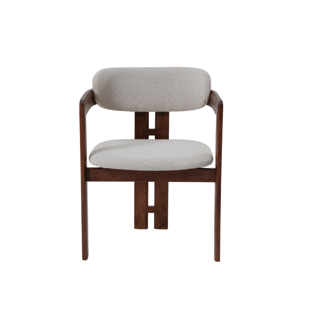Walnut Clara Dining Chair in Oatmeal Boucl&eacute;