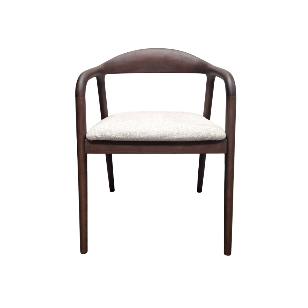 Walnut Tess Dining Chair in Oatmeal Boucl&eacute;