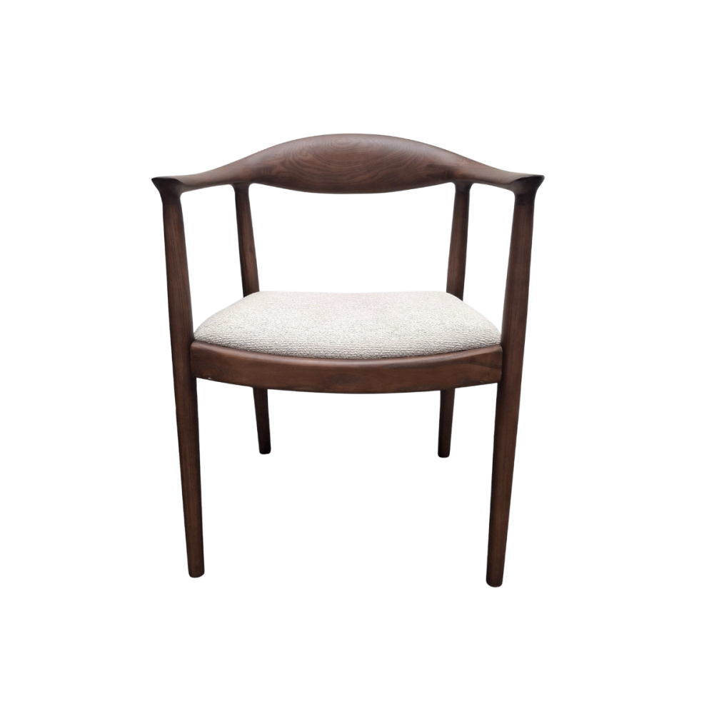 Walnut Fern Dining Chair in Oatmeal Boucl&eacute;