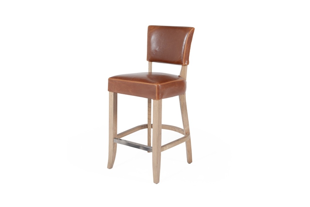 Duke Bar Stool Solid oak legs in Tan colour Leather