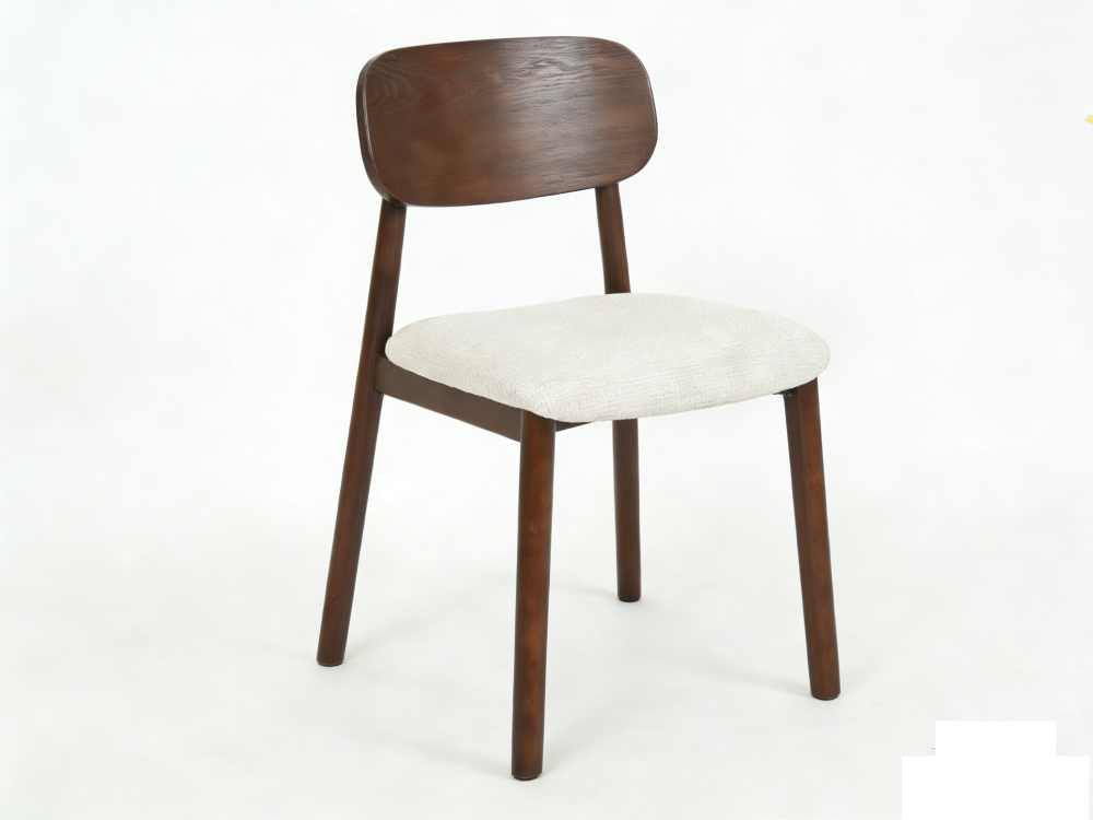 Dining Chair in Walnut - neutral fabric