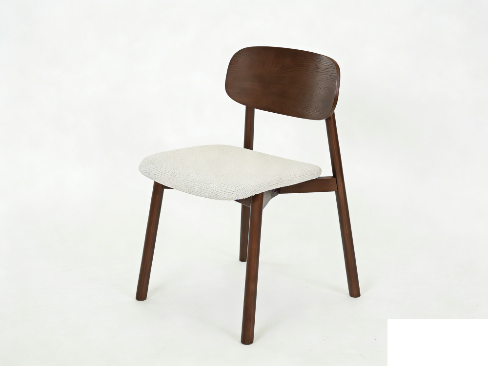 Dining Chair in Walnut - neutral fabric