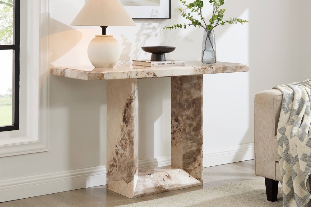 Artemis Marble Console Table Mottled Mocha