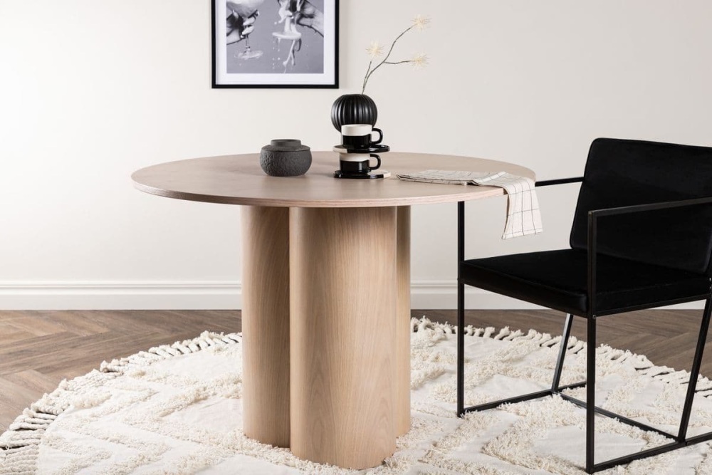 Olivia Whitewash Round Dining Table 110cm dia