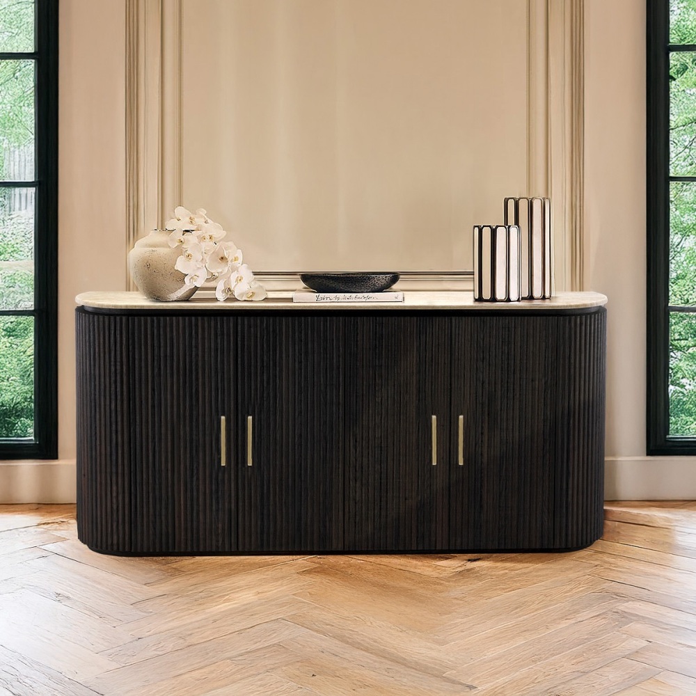 Athens Fluted Sideboard with a Beige Sintered Stone Top 180cm