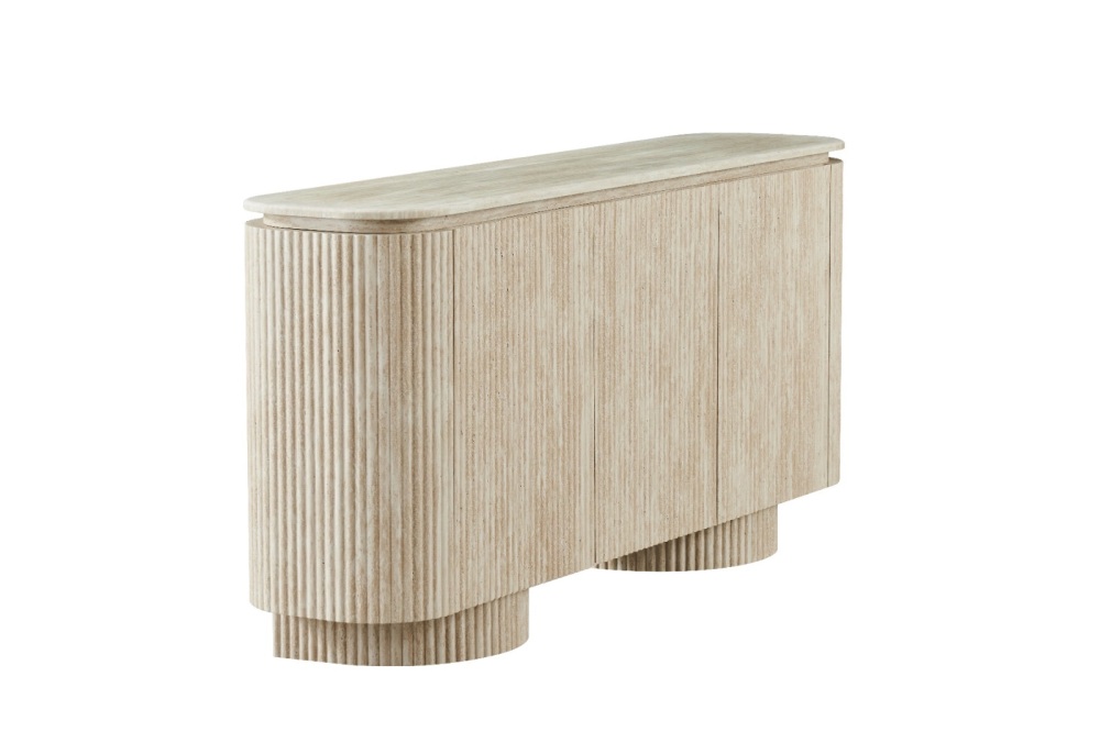 Paros Fluted Sideboard with a Beige Sintered Stone Top 180cm