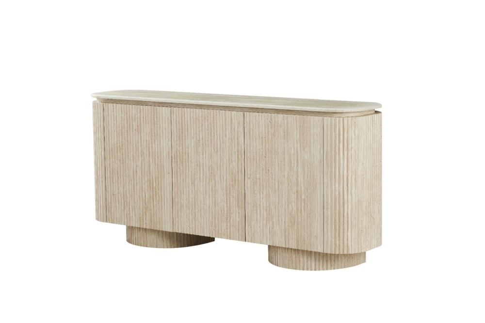 Paros Fluted Sideboard with a Beige Sintered Stone Top 180cm
