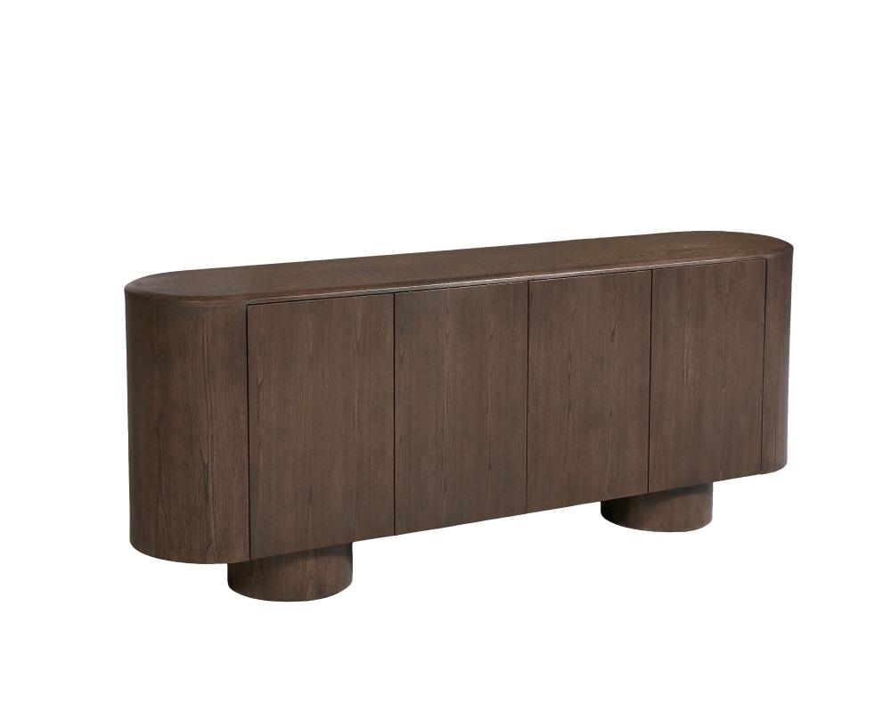 Tuscan Dark Wood Rounded 4 Door Sideboard 200cm