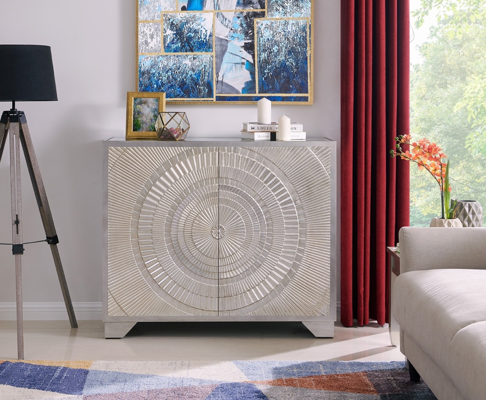 Frenso 2 Door Sideboard Silver 110cm