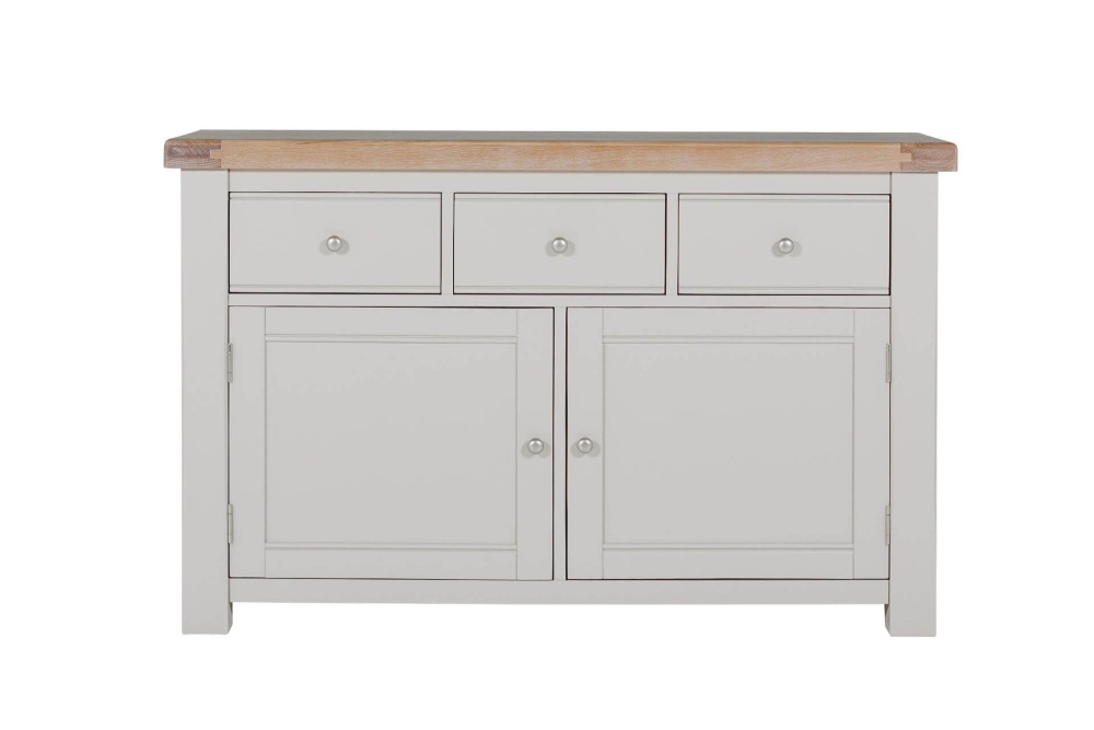 Dounee Large Oak Sideboard in Taupe 3 drawer 2 door