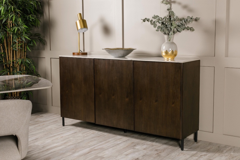 Ariya Sideboard in  Brown with a Sinter Stone Top 160cm
