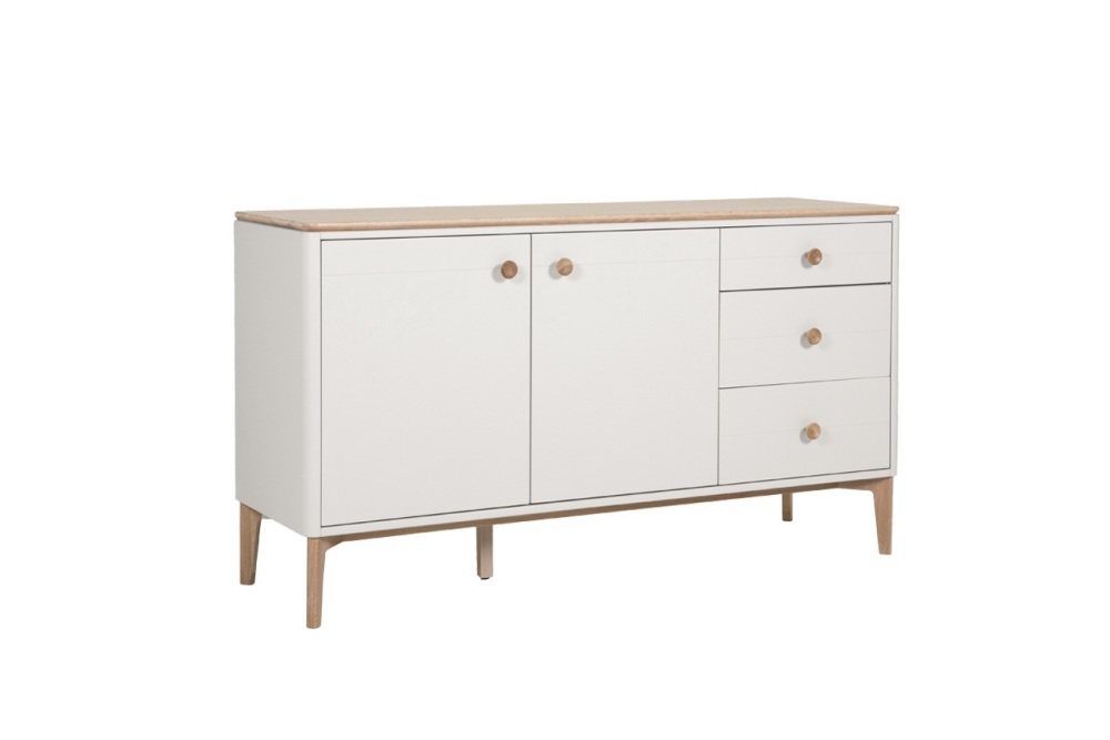 Marlow Oak Sideboard in Taupe 3 drawer 2 door 144cm