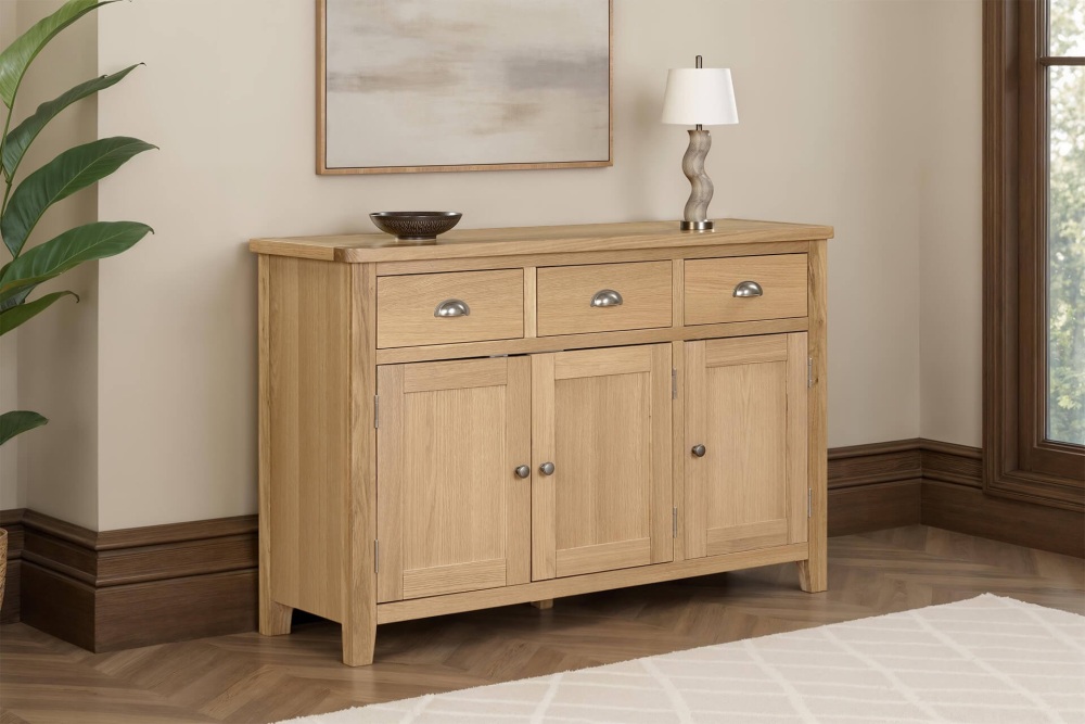 Marsden Large Sideboard Natural Oak 3 drawer 3 door 130cm