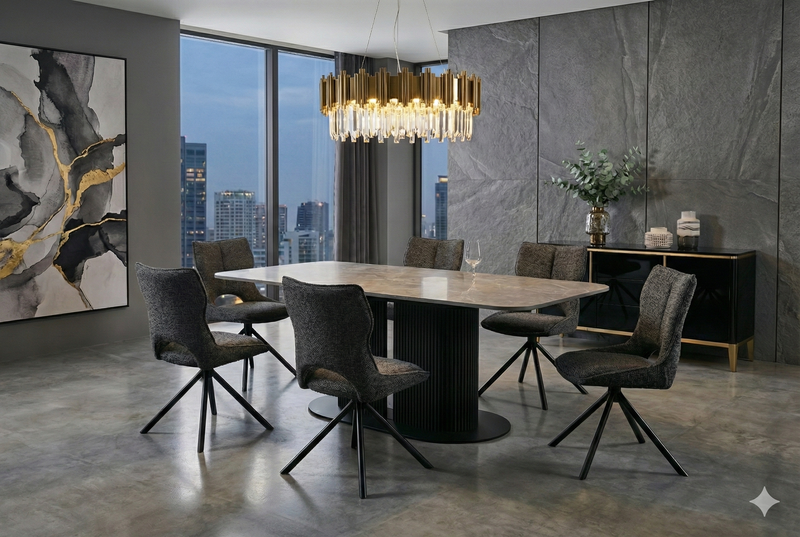 Sydney Grey Ceramic Top Dining Table 160cm
