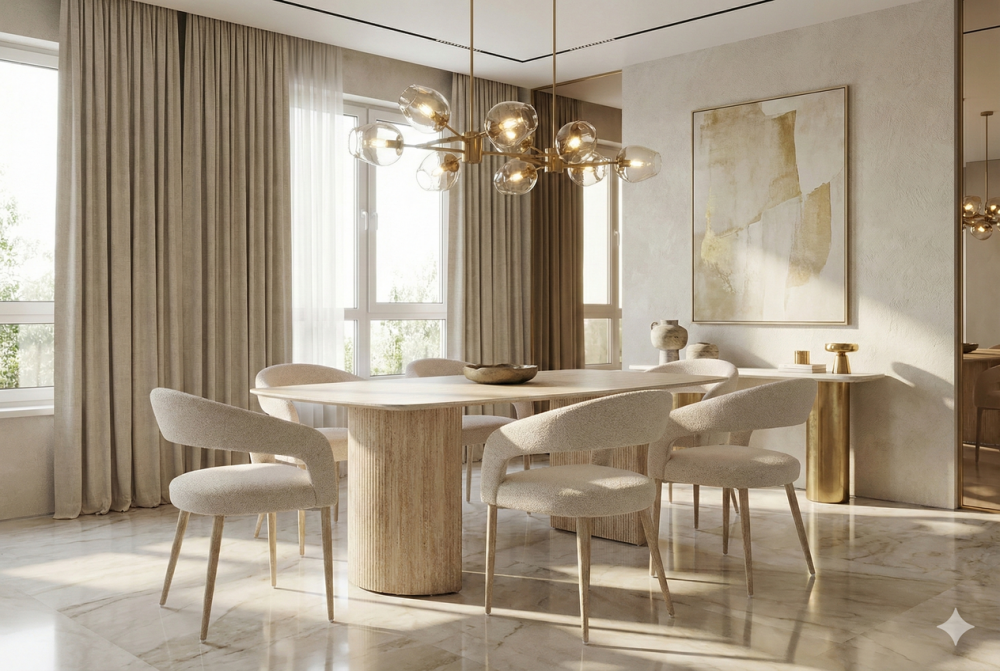 Olympia Beige Ceramic Top Dining Table 160cm