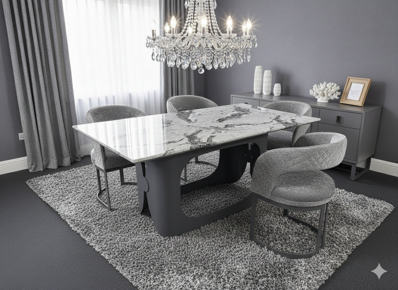 Lina Grey Marble Top Dining Table 160cm