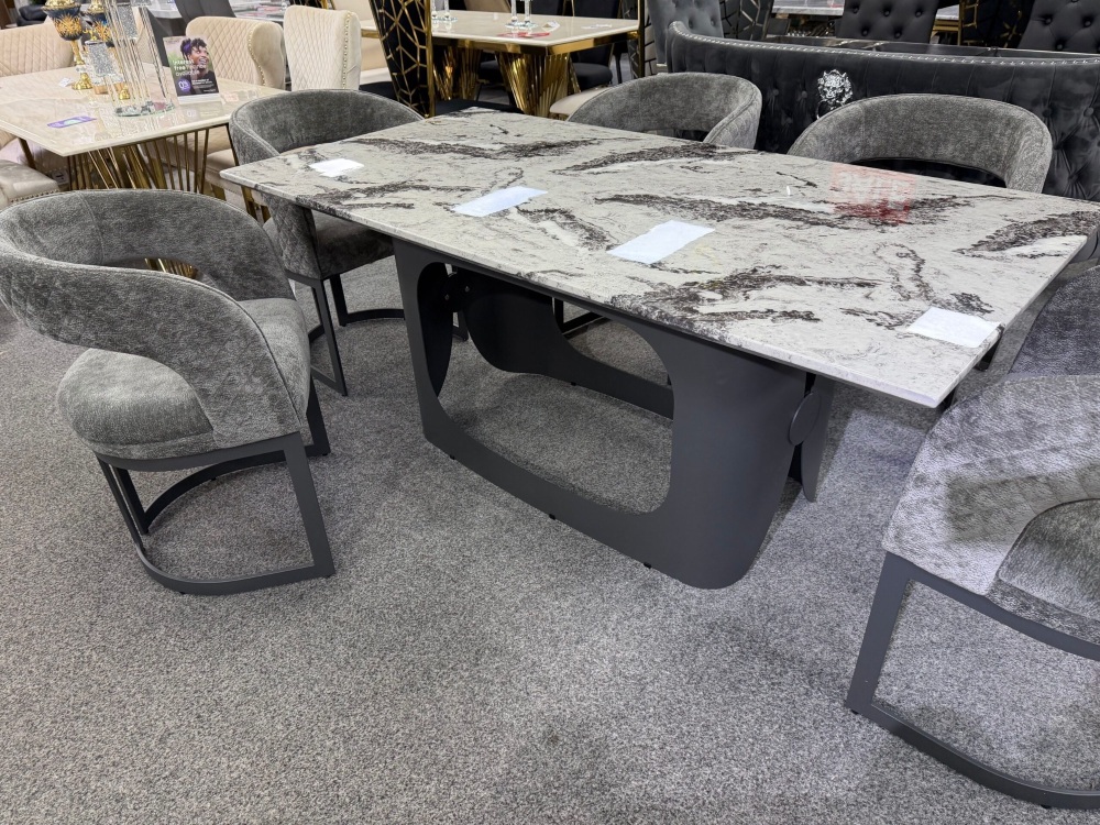 Lina Grey Marble Top Dining Table 160cm