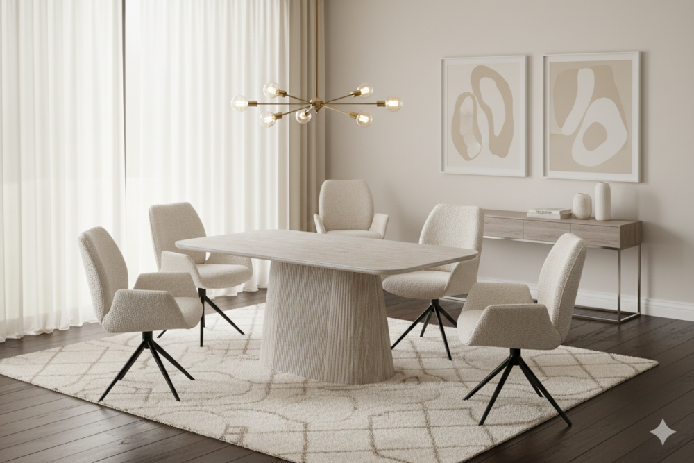 Davos Beige Ceramic Top Dining Table 180cm
