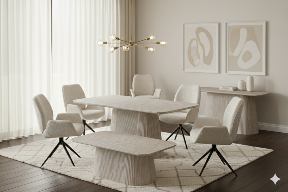 Davos Beige Ceramic Top Dining Table 180cm