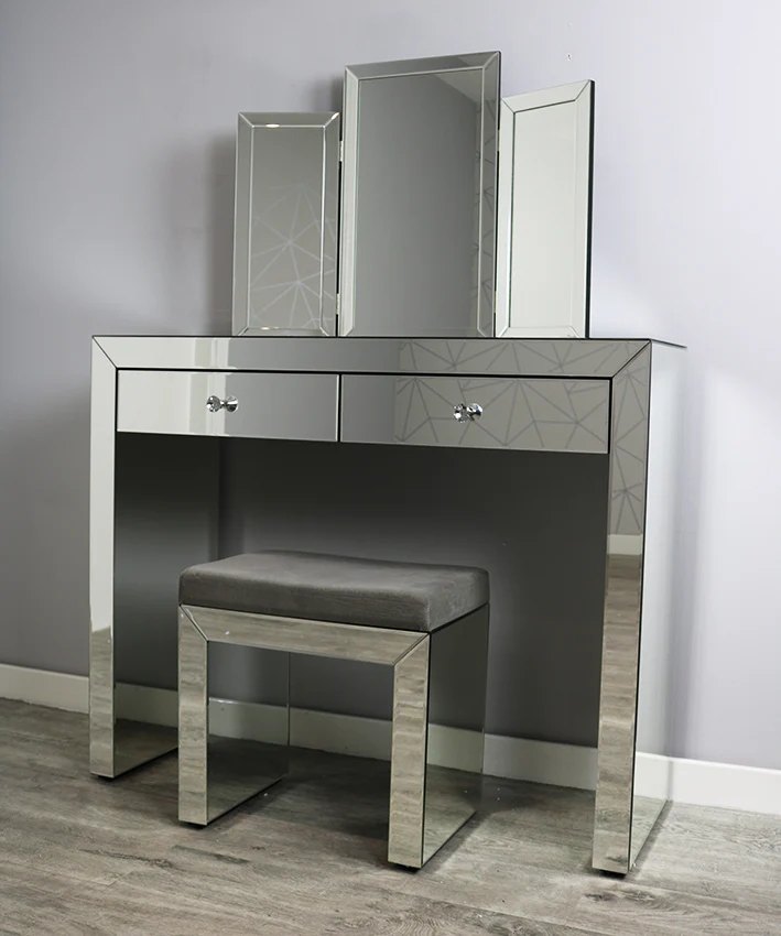 * Venetian Mirrored Dressing Table with Stool & Mirror