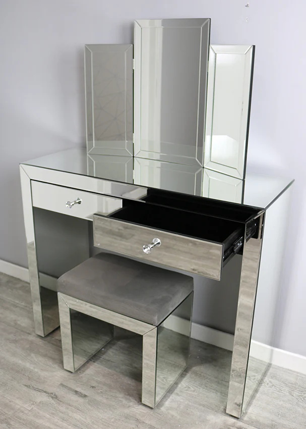 * Venetian Mirrored Dressing Table with Stool & Mirror