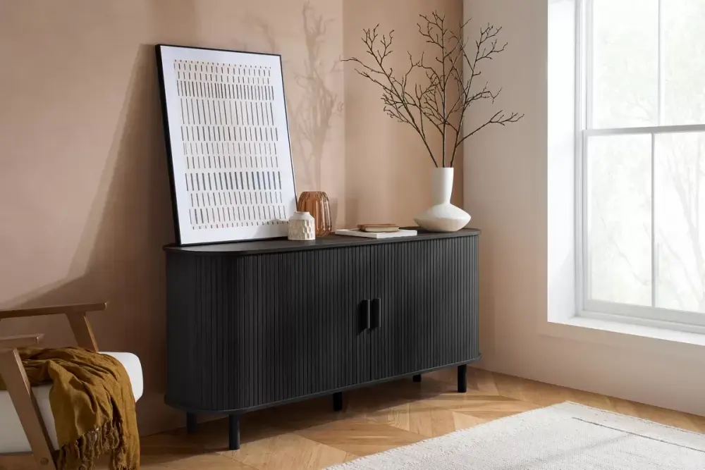 Axel 2 Door Fluted Sideboard Black 160cm