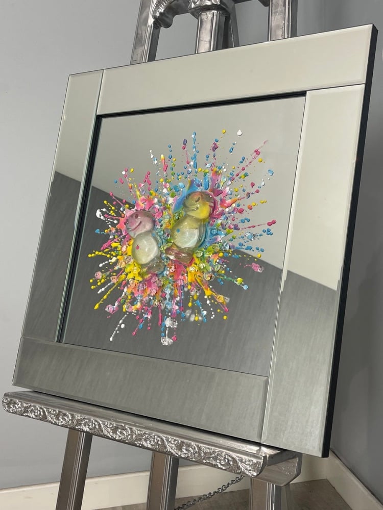 Jelly Babies 3D colour Splash Wall  art in a Mirror frame and mirror background 55cm x 55cm