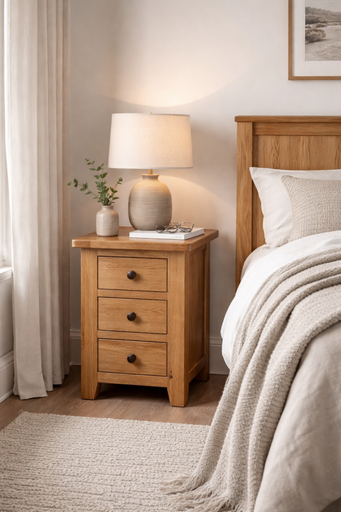 Oak 3 Draw chest 44cm wide x 37cm x 63cm high