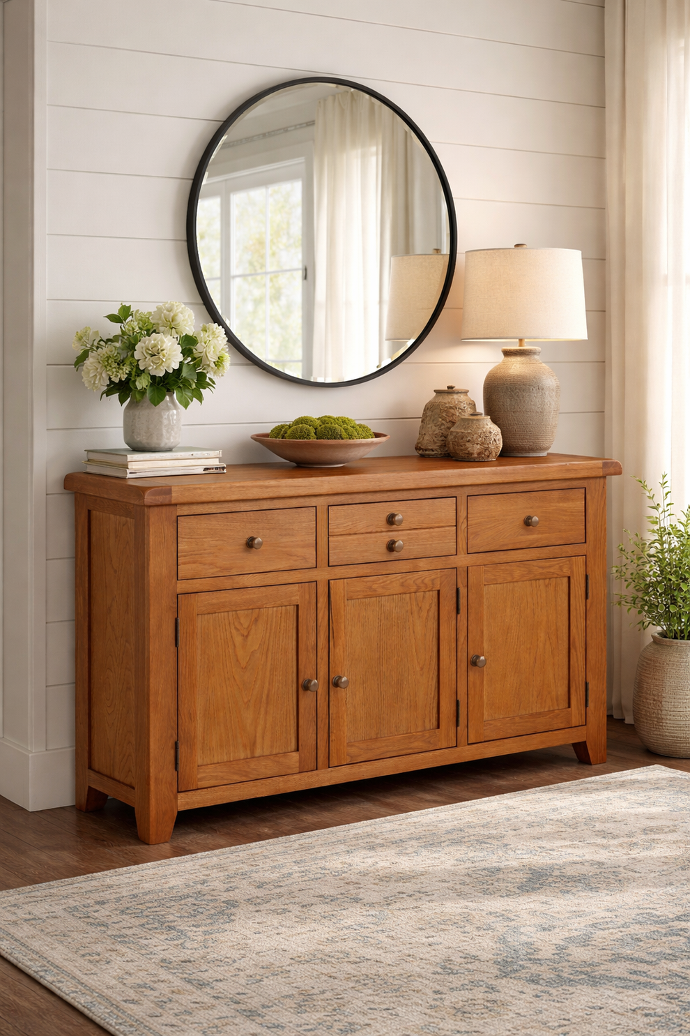 Oak 3 Door 3 Drawer Sideboard