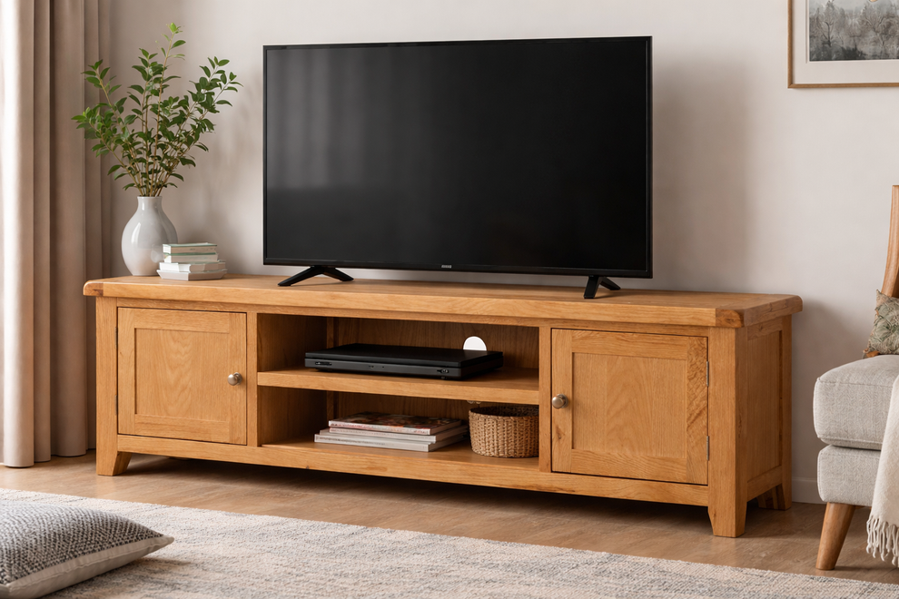 Oak TV Unit 180cm x 27cm x 50cm high