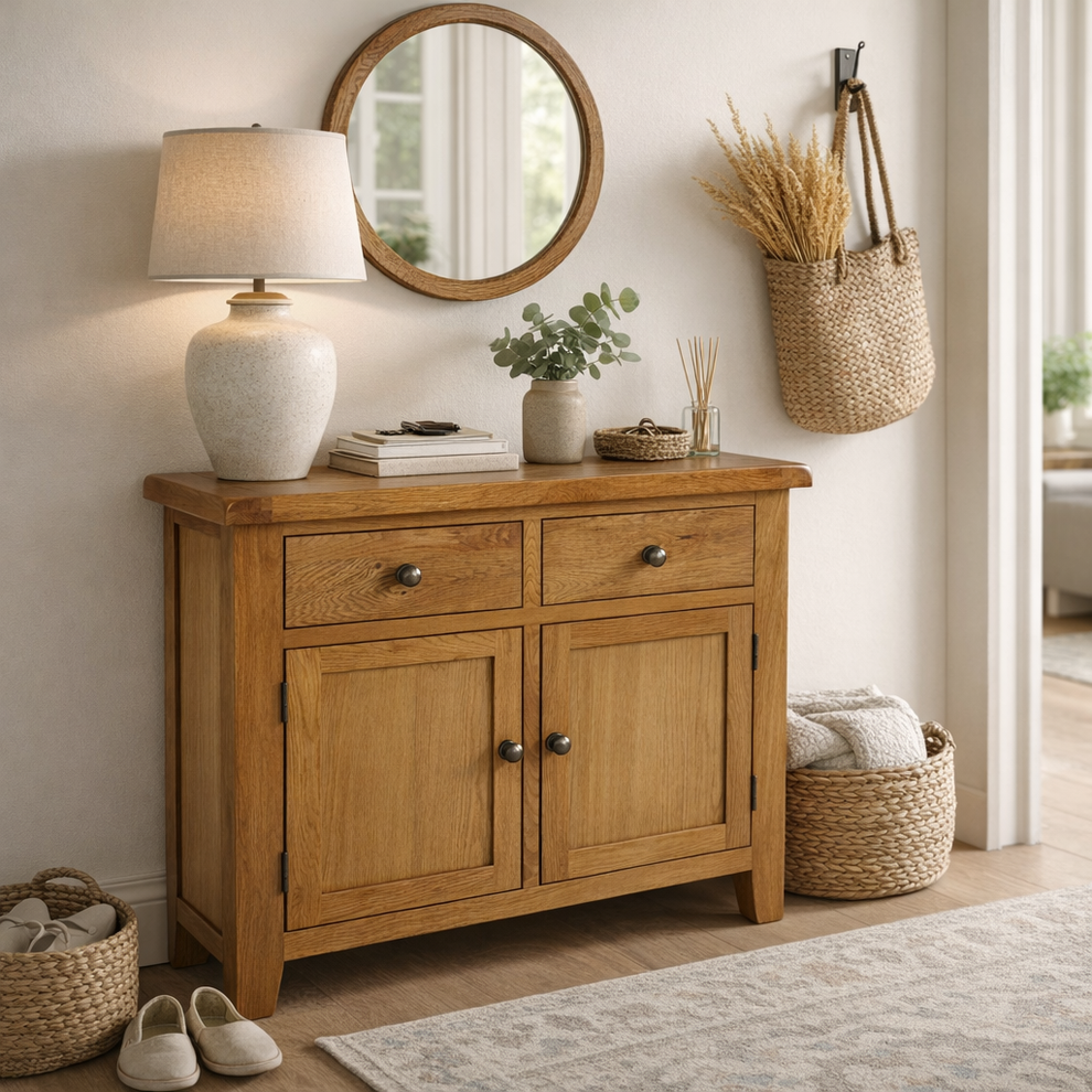 Oak 2 Door 2 Drawer Sideboard 97cm