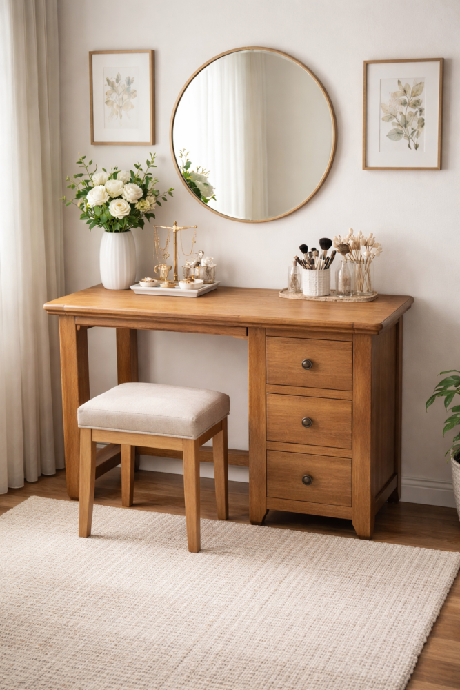Torino 3 Drawer Oak Dressing Table