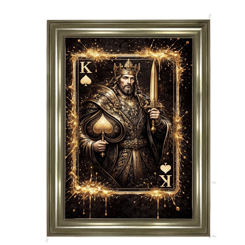 Vintage king of Spades Wall Art in Gold