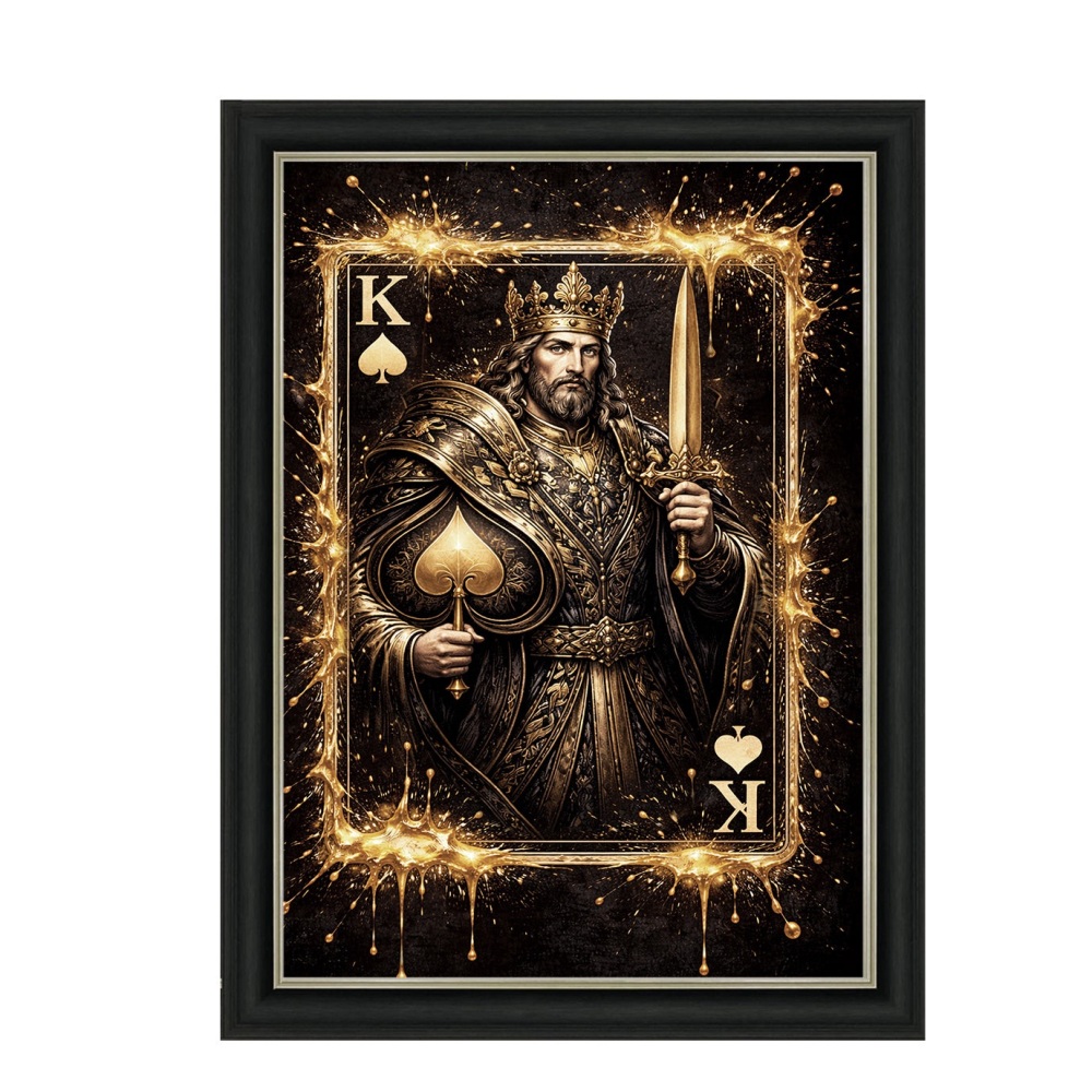 Vintage king of Spades Wall Art in Gold