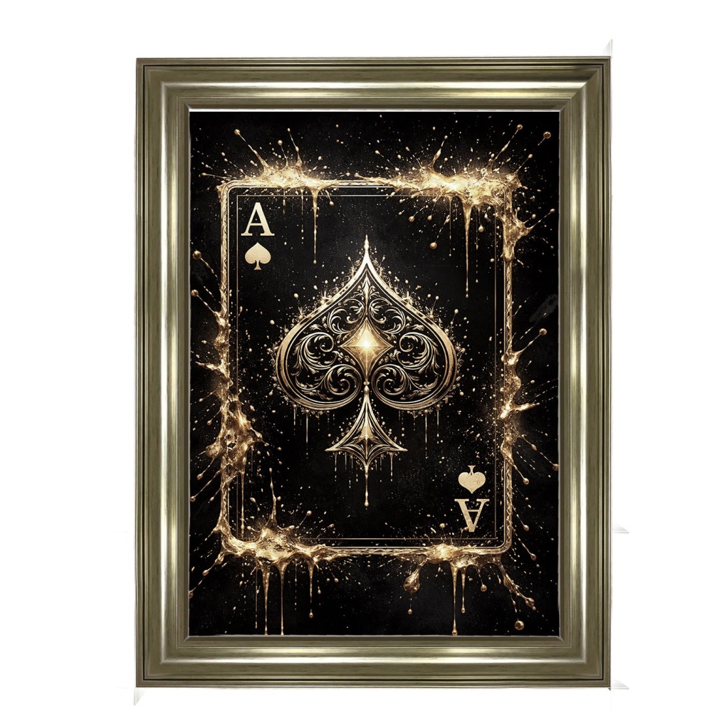 Vintage Ace of Spades Wall Art in Gold